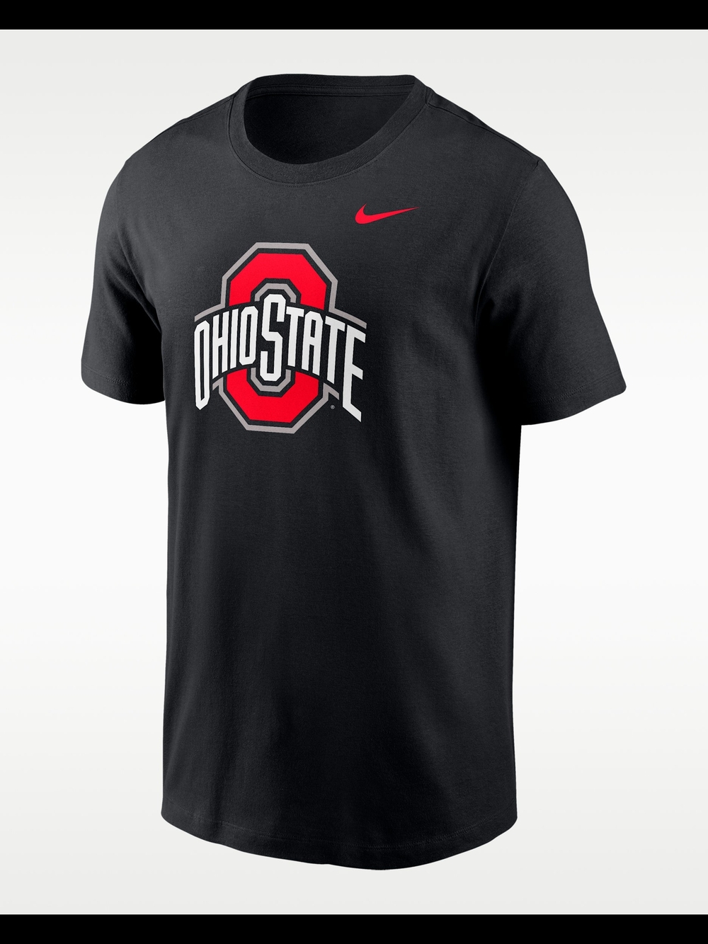 Nike Black Ohio State Logo Short Sleeve Tee with Red Accents
